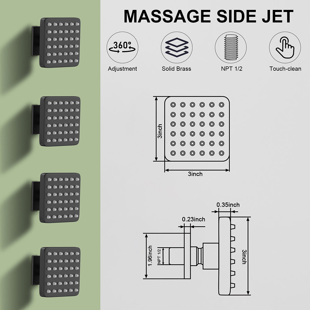 AquaNurture Shower Head Sprayers Body Jets