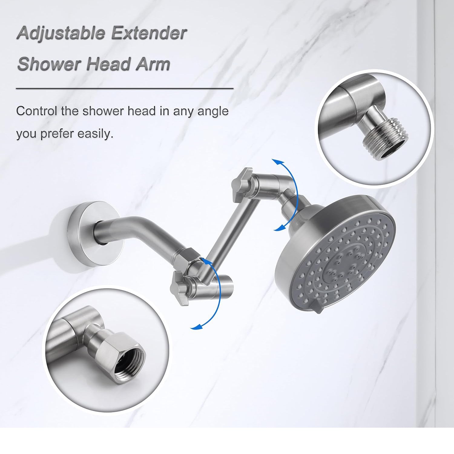 AquaNurture Shower Faucet Extensions Adjustable Shower Arm Extension
