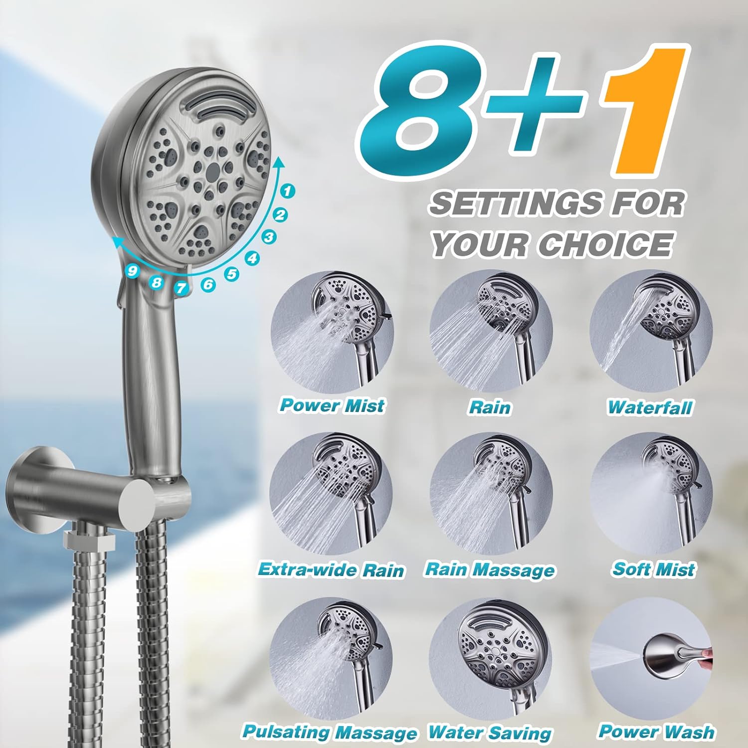 AquaNurture 9 Function Hand-held showers ABS