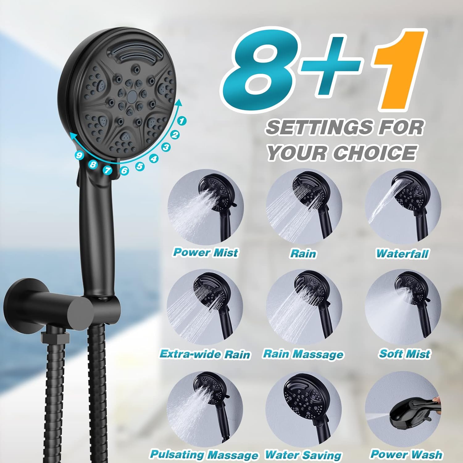 AquaNurture 9 Function Hand Showers Head ABS